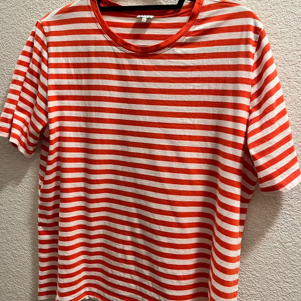 KULE Poppy Orange and White Striped T-Shirt